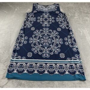 R&M Richard's MIDI Dress Blue White Floral Boho Casual Women's 18W C30